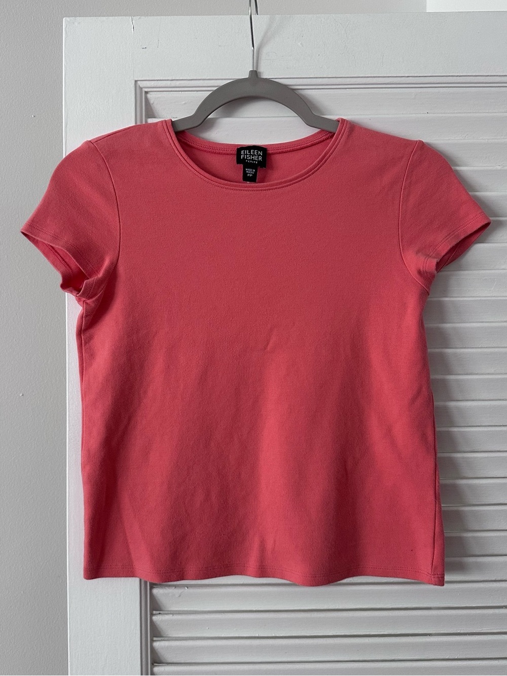 Eileen Fisher Petite Crew Neck Tee | Coral/Rose | Size PP - Picture 2 of 4